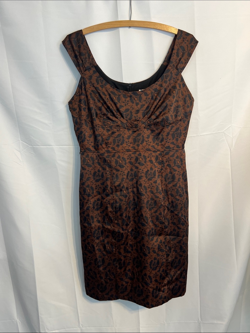 Vintage Sleeveless Brown and Black Floral Dress